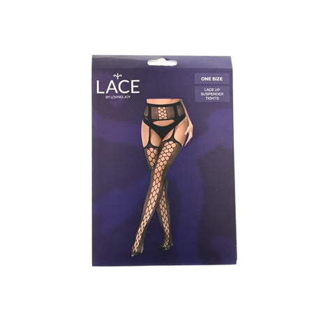 Lace by Lj Up Suspender Tights Black - Sexy Lingerie United Kingdom Stoke-on-trent