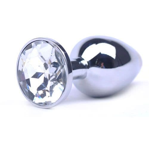 Large Metal Anal Plug with Clear Crystal - Save 30% - Sale