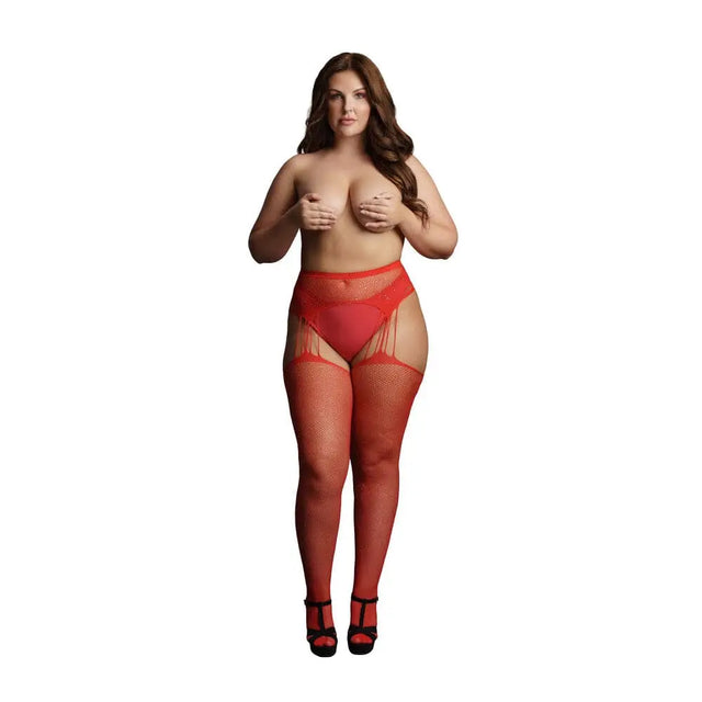 Le Desir Suspender Rhinestone Pantyhose Red Uk 14 to 20 - Save 25% - Uk - Fast - Sale United Kingdom Stoke-on-trent