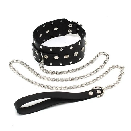 Leather Collar and Chain - Save 30% - and - Fast Shipping - Sale United Kingdom Stoke-on-trent
