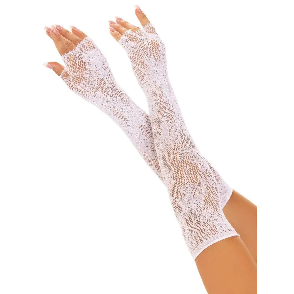 Leg Ave Floral Net Fingerless Gloves White - Save 25% - Fast Shipping - Sale United Kingdom Stoke-on-trent