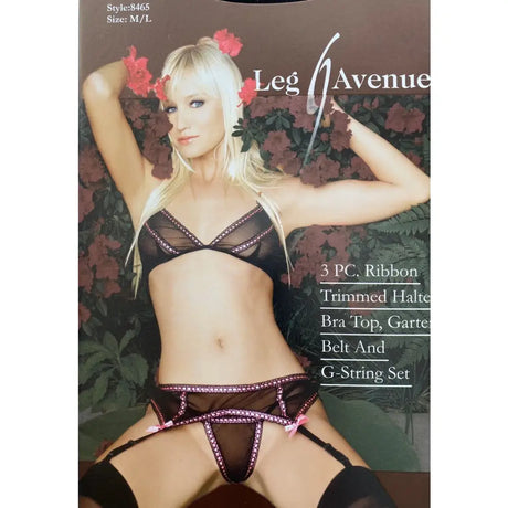 Leg Avenue 3 Piece Pink & Black Lingerie Set - Fast Shipping - Sale United Kingdom Stoke-on-trent
