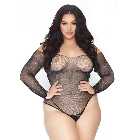Leg Avenue Crystalized Long Sleeve Body Plus Size Uk 18 to 22 - Save 30% - Uk - Fast - Sale United Kingdom Stoke-on-trent