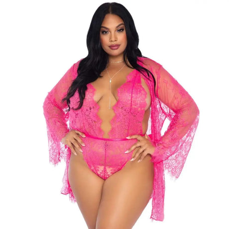 Leg Avenue Floral Lace Teddy and Robe Set - Save 30% - Fast Shipping - Sale United Kingdom Stoke-on-trent
