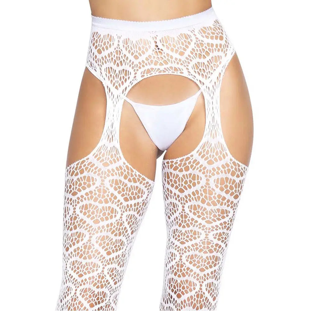 Leg Avenue Heart Net Suspender Tights White Fast Shipping Sexy Stockings Hold Ups & United Kingdom Stoke on Trent