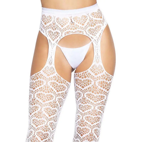 Leg Avenue Heart Net Suspender Tights White Fast Shipping Sexy Stockings Hold Ups & United Kingdom Stoke on Trent