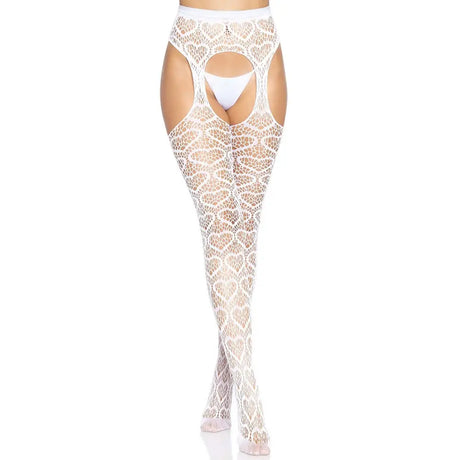 Leg Avenue Heart Net Suspender Tights White Fast Shipping Sexy Stockings Hold Ups & United Kingdom Stoke on Trent