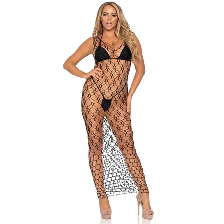 Leg Avenue Hexi Net Maxi Dress Black Uk 8 to 14 - Save 30% - Uk - Fast Shipping - Sale United Kingdom Stoke-on-trent