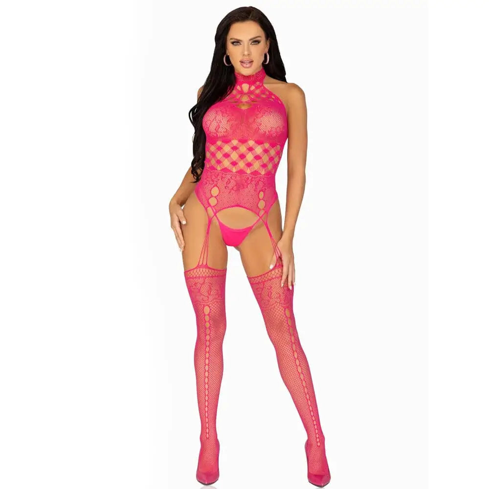 Leg Avenue High Neck Halter Net and Lace Suspender Uk 6 to 12 - Save 30% - and Uk - Fast - Sale United Kingdom Stoke-on-trent