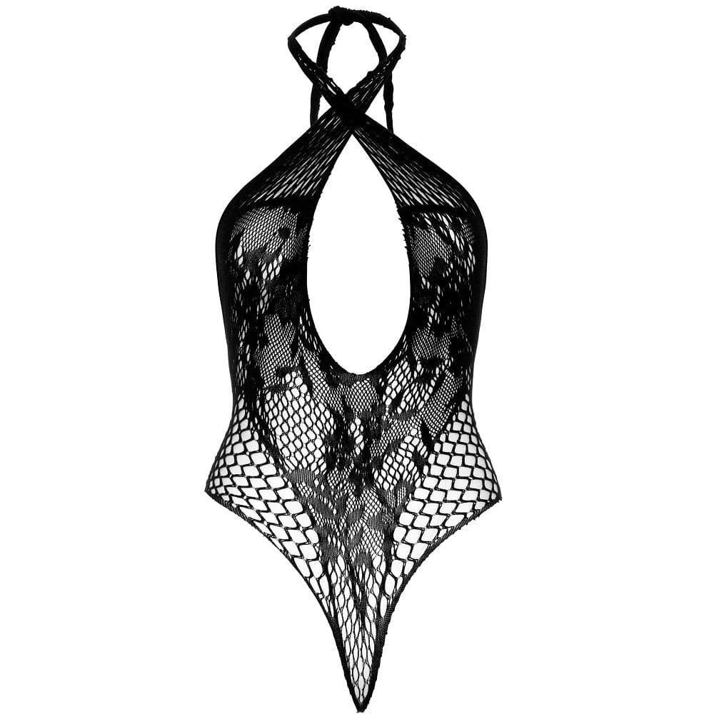 Leg Avenue Lace and Net Halter Teddy - Save 20% - Sale