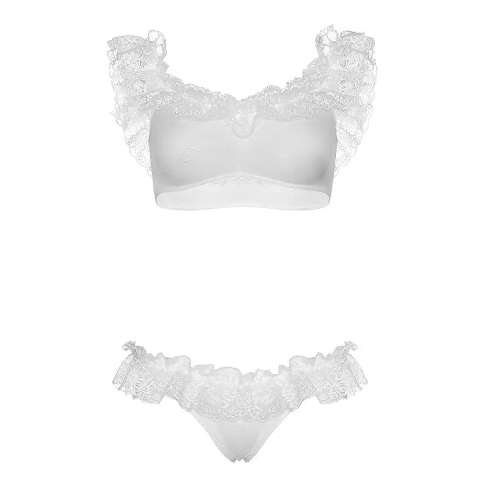 Leg Avenue Lace Ruffle Crop Top and Panty Uk 8 to 14 - Save 30% - Uk - Fast Shipping - Sale United Kingdom Stoke-on-trent