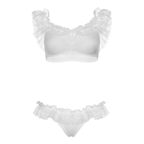 Leg Avenue Lace Ruffle Crop Top and Panty Uk 8 to 14 - Save 30% - Uk - Fast Shipping - Sale United Kingdom Stoke-on-trent