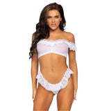 Leg Avenue Lace Ruffle Crop Top and Panty Uk 8 to 14 - Save 30% - Uk - Fast Shipping - Sale United Kingdom Stoke-on-trent