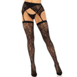 Leg Avenue Lace Stockings and Garterbelt Black - Save 25% - Fast Shipping - Sale United Kingdom Stoke-on-trent