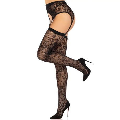 Leg Avenue Lace Stockings and Garterbelt Black - Save 25% - Fast Shipping - Sale United Kingdom Stoke-on-trent