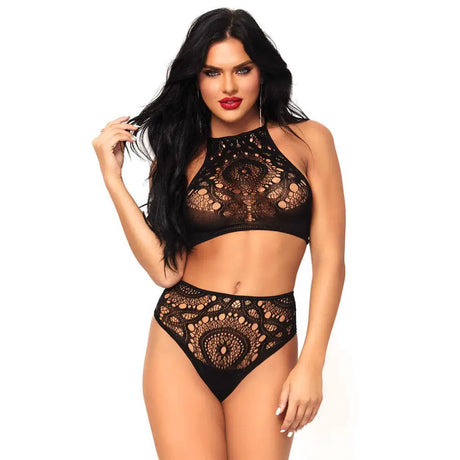 Leg Avenue Lace Top and High Waist String - and - Fast Shipping - Sale United Kingdom Stoke-on-trent