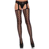 Leg Avenue Lace Up Backseam Suspender Tights Black Fast Shipping Sexy Stockings Hold Ups & United Kingdom Stoke on Trent