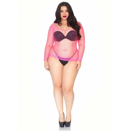 Leg Avenue Long Sleeved Industrial Net Top Neon Pink Plus Size Fast Sexy Lingerie United Kingdom Stoke on Trent