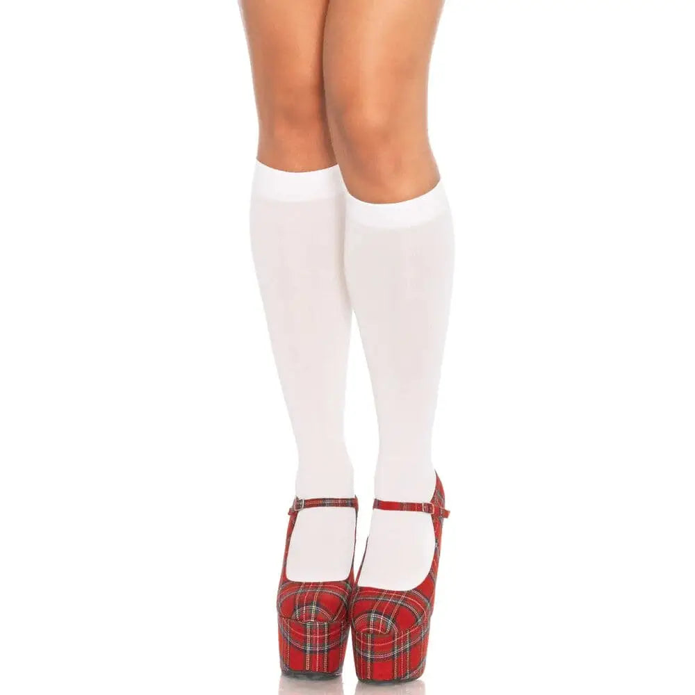 Leg Avenue Nylon Knee Highs White Uk 8 to 14 - Save 25% - Uk - Fast Shipping - Sale United Kingdom Stoke-on-trent