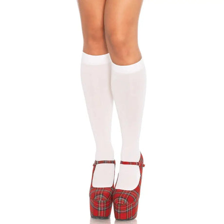 Leg Avenue Nylon Knee Highs White Uk 8 to 14 - Save 25% - Uk - Fast Shipping - Sale United Kingdom Stoke-on-trent