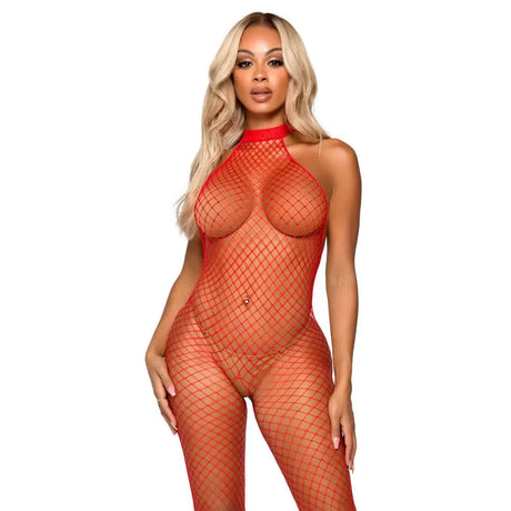 Leg Avenue Racer Neck Bodystocking Red Uk 6 to 12 - Save 25% - Uk - Fast Shipping - Sale United Kingdom Stoke-on-trent