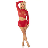 Leg Avenue Rhinestone Crop Top and Mini Skirt Red Fast Shipping Sexy Lingerie United Kingdom Stoke on Trent