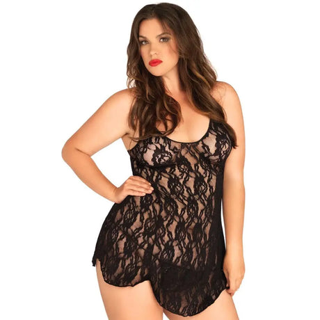 Leg Avenue Rose Lace Flair Chemise Black Uk 14 to 18 - Save 30% - Uk - Fast Shipping - Sale United Kingdom Stoke-on-trent