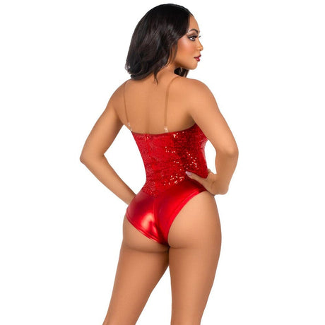 Leg Avenue Sequin Boned Bodysuit Red - Save 30% - Sale