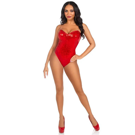 Leg Avenue Sequin Boned Bodysuit Red - Save 25% - Fast Shipping - Sale United Kingdom Stoke-on-trent