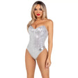 Leg Avenue Sequin Boned Bodysuit Silver - Save 25% - Fast Shipping - Sale United Kingdom Stoke-on-trent