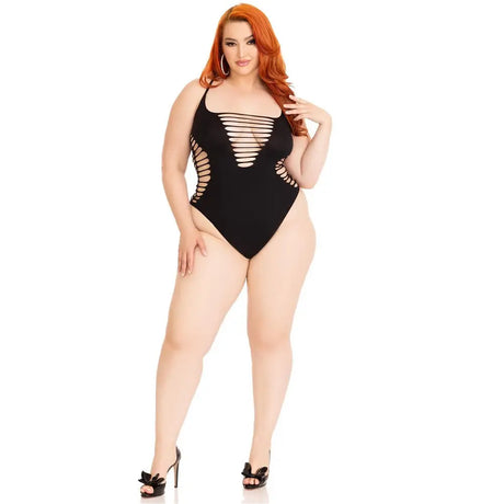 Leg Avenue Shredded Thong Bodysuit Black Plus Size Fast Shipping Sexy Lingerie United Kingdom Stoke on Trent