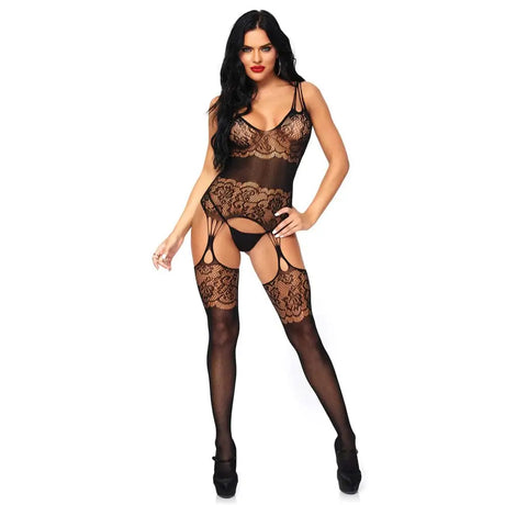Leg Avenue Strappy Rose Lace Bodystocking Uk 8 14 - Save 25% - Uk - Fast Shipping - Sale United Kingdom Stoke-on-trent