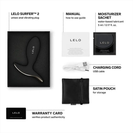 Lelo Surfer 2 Unisex Anal Vibrating Plug Black - Save 20% - Dildos United Kingdom Stoke-on-trent