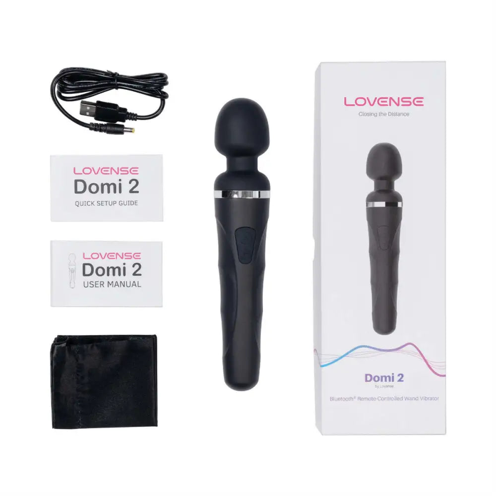 Lovense Domi 2 – App-controlled Mini Wand Vibrator (black) - Save 30% - Lovense App Control Powerful External Stimulation - United Kingdom