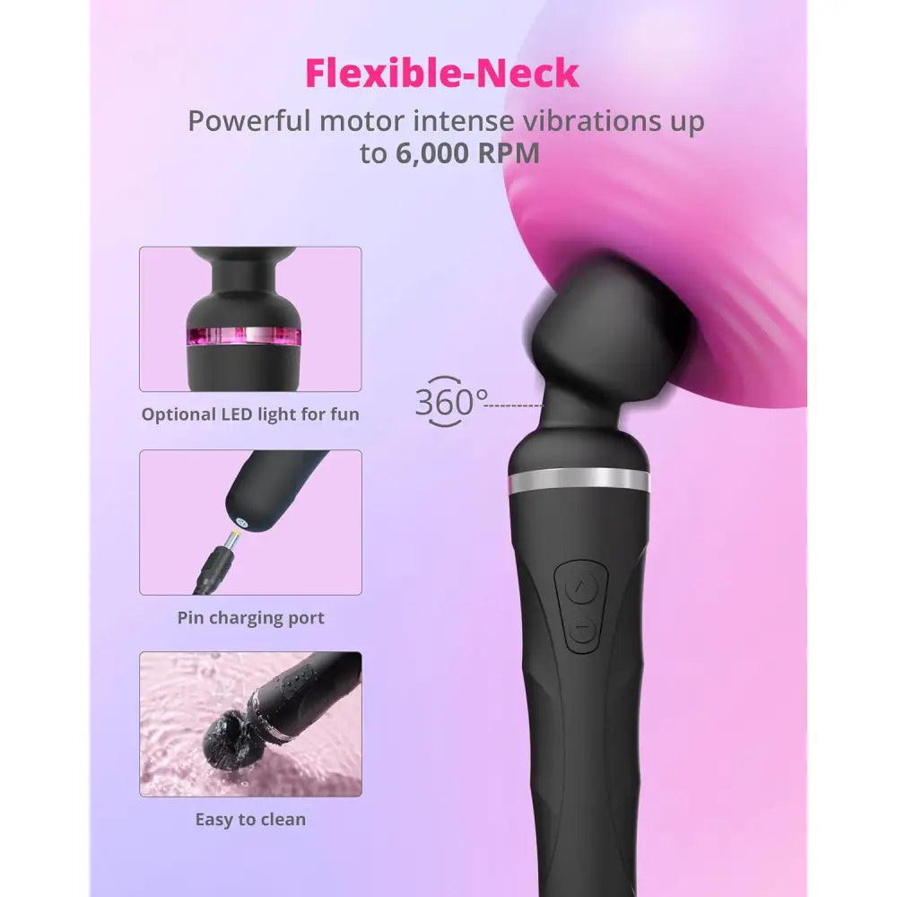 Lovense Domi 2 – App-controlled Mini Wand Vibrator (black) - Save 30% - Lovense App Control Powerful External Stimulation - United Kingdom