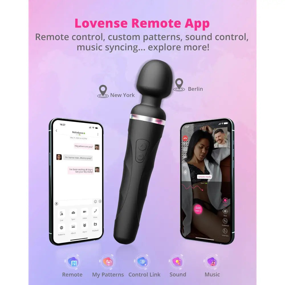 Lovense Domi 2 – App-controlled Mini Wand Vibrator (black) - Save 30% - Lovense App Control Powerful External Stimulation - United Kingdom