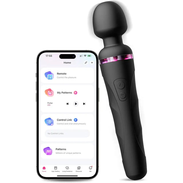Lovense Domi 2 – App-controlled Mini Wand Vibrator (black) - Save 30% - Lovense App Control Powerful External Stimulation - United Kingdom