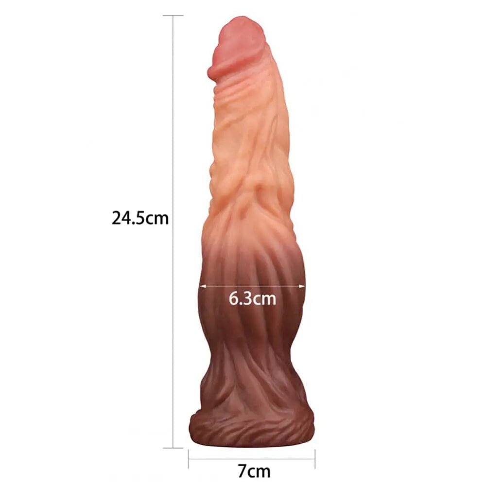 Lovetoy 9.5 Inch Dual Layered Silicone Cock Flesh Brown - Save 30% - Fast - Dildo United Kingdom Stoke-on-trent