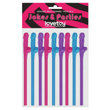 Lovetoy Pack of 9 Willy Straws Blue Pink and Purple - Save 25% - of and - Fast Shipping - Sale United Kingdom Stoke-on-trent