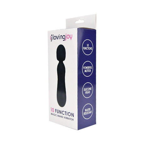 Loving Joy 10 Function Magic Wand Vibrator Black - Vibrators - Save 30%