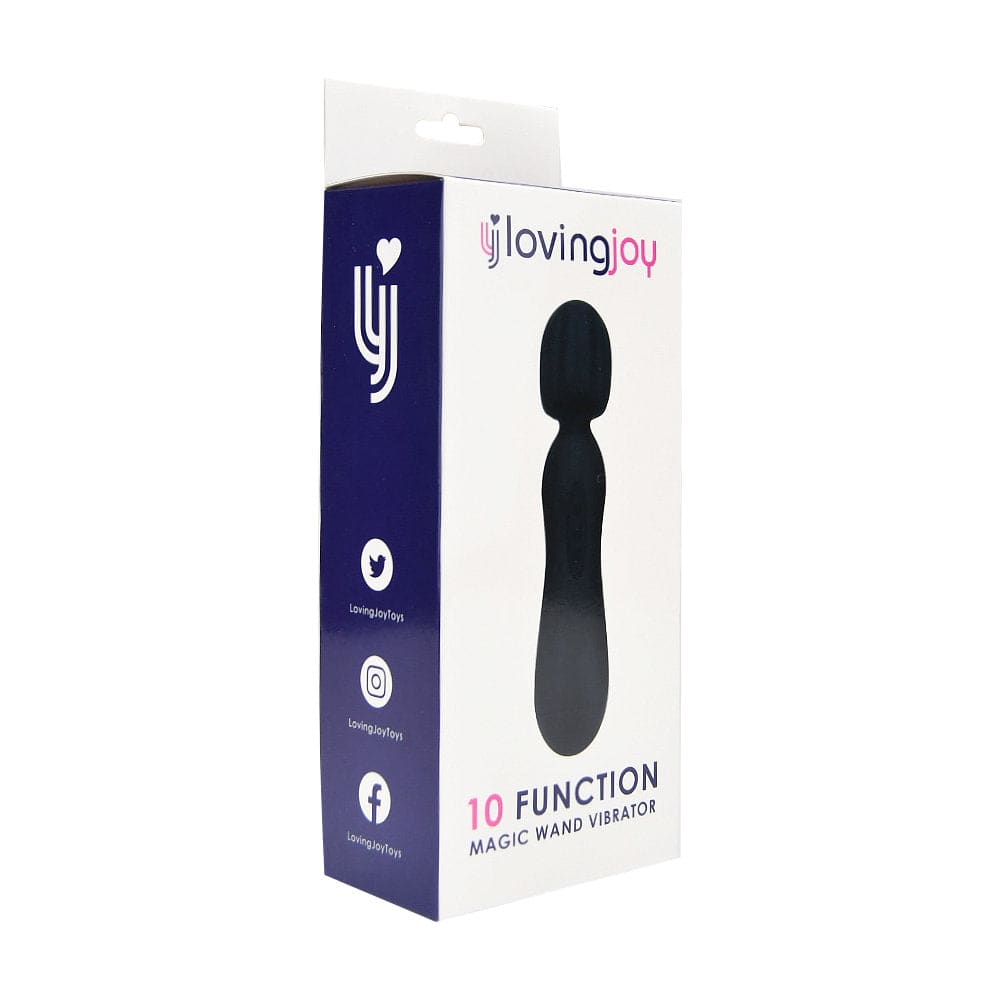 Loving Joy 10 Function Magic Wand Vibrator Black - Vibrators - Save 20%