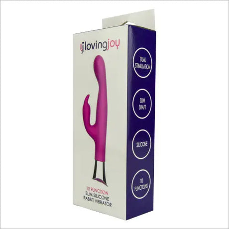 Loving Joy 10 Function Slim Silicone Rabbit Vibrator Purple - Vibrators - Save 15% - United Kingdom Stoke-on-trent