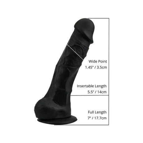 Loving Joy 7 Inch Realistic Silicone Dildo with Suction Cup and Balls Black - Dildos - Save 25% - United Kingdom Stoke-on-trent