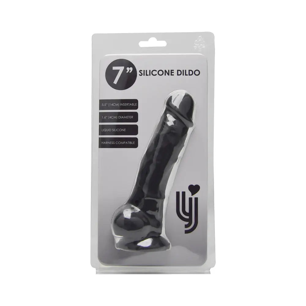 Loving Joy 7 Inch Realistic Silicone Dildo with Suction Cup and Balls Black - Dildos - Save 25% - United Kingdom Stoke-on-trent