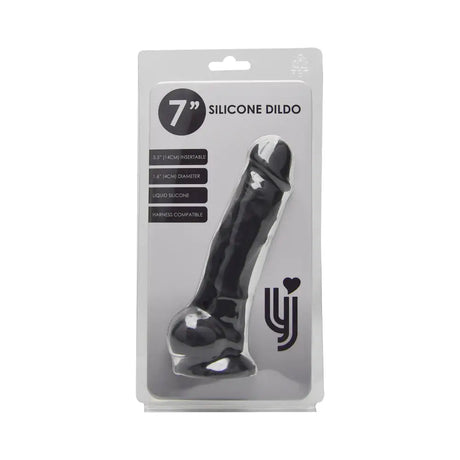 Loving Joy 7 Inch Realistic Silicone Dildo with Suction Cup and Balls Black - Dildos - Save 25% - United Kingdom Stoke-on-trent