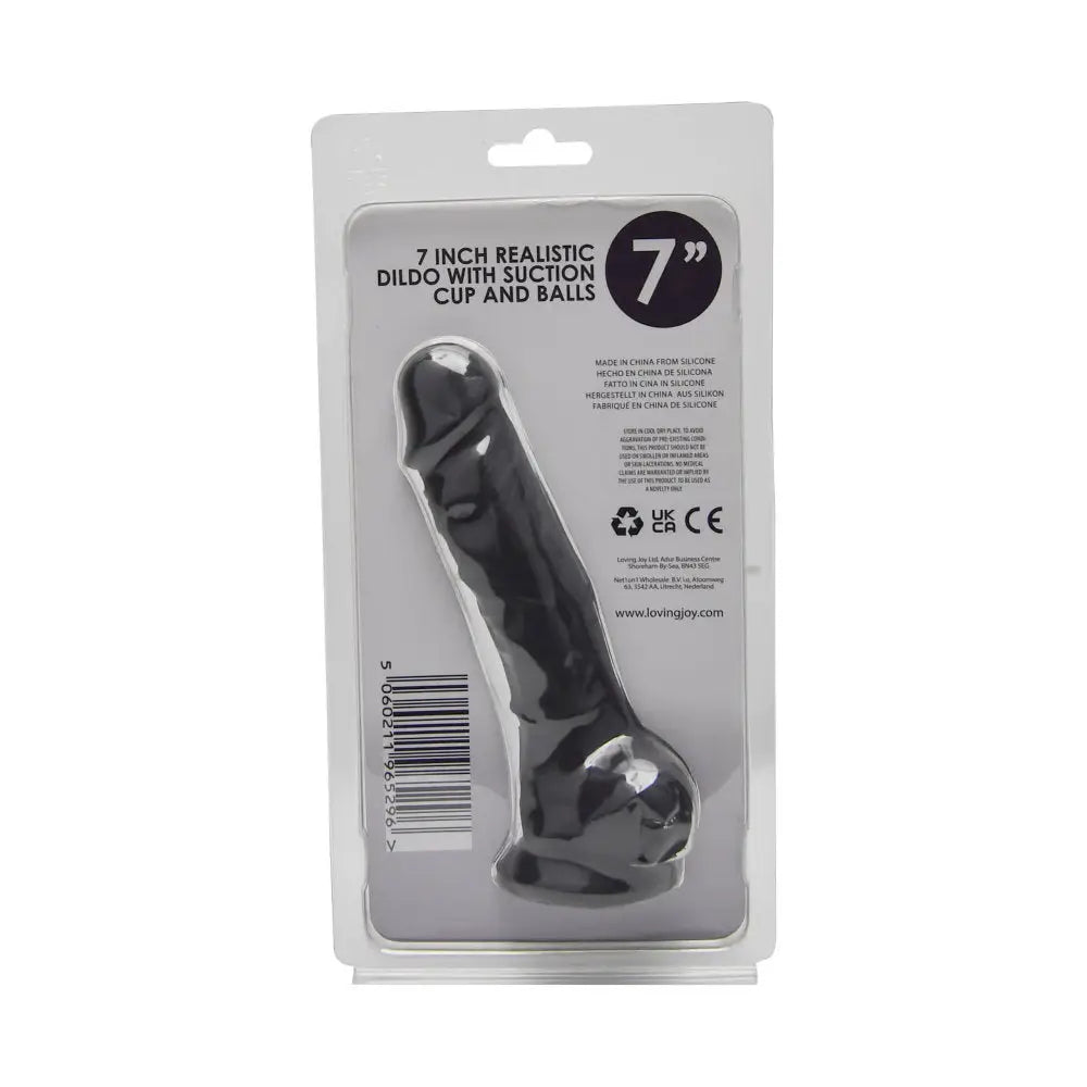 Loving Joy 7 Inch Realistic Silicone Dildo with Suction Cup and Balls Black - Dildos - Save 25% - United Kingdom Stoke-on-trent
