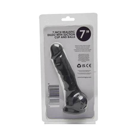 Loving Joy 7 Inch Realistic Silicone Dildo with Suction Cup and Balls Black - Dildos - Save 25% - United Kingdom Stoke-on-trent