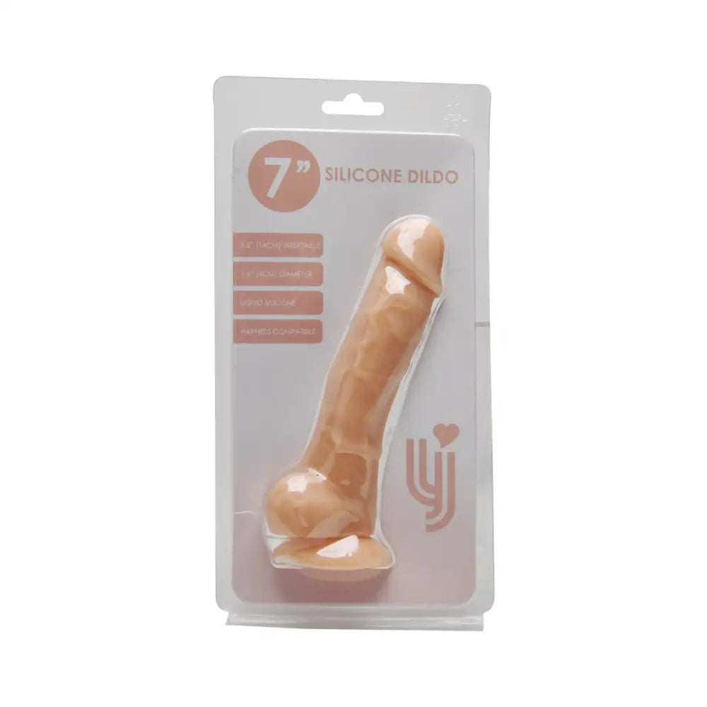 Loving Joy 7 Inch Realistic Silicone Dildo with Suction Cup and Balls Vanilla - Dildos - Save 25% - United Kingdom Stoke-on-trent
