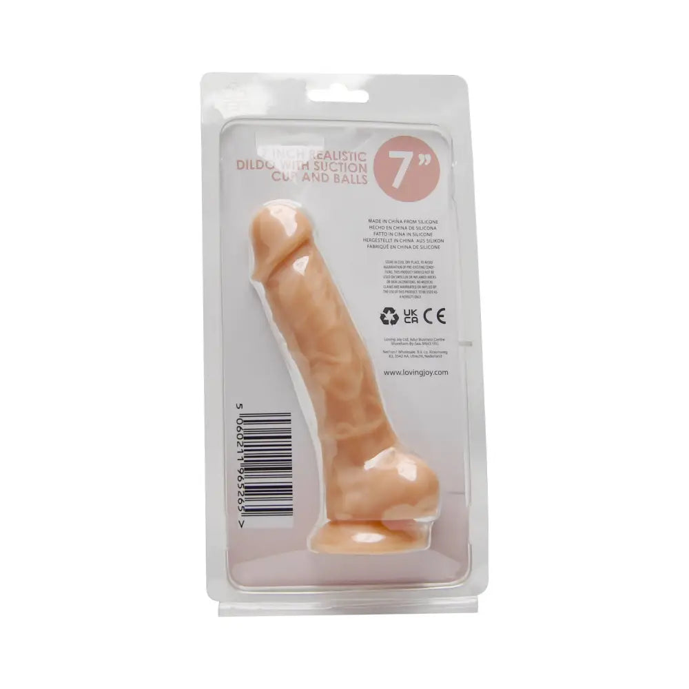 Loving Joy 7 Inch Realistic Silicone Dildo with Suction Cup and Balls Vanilla - Dildos - Save 25% - United Kingdom Stoke-on-trent