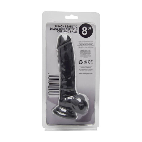Loving Joy 8 Inch Realistic Silicone Dildo with Suction Cup and Balls Black - Dildos - Save 25%
